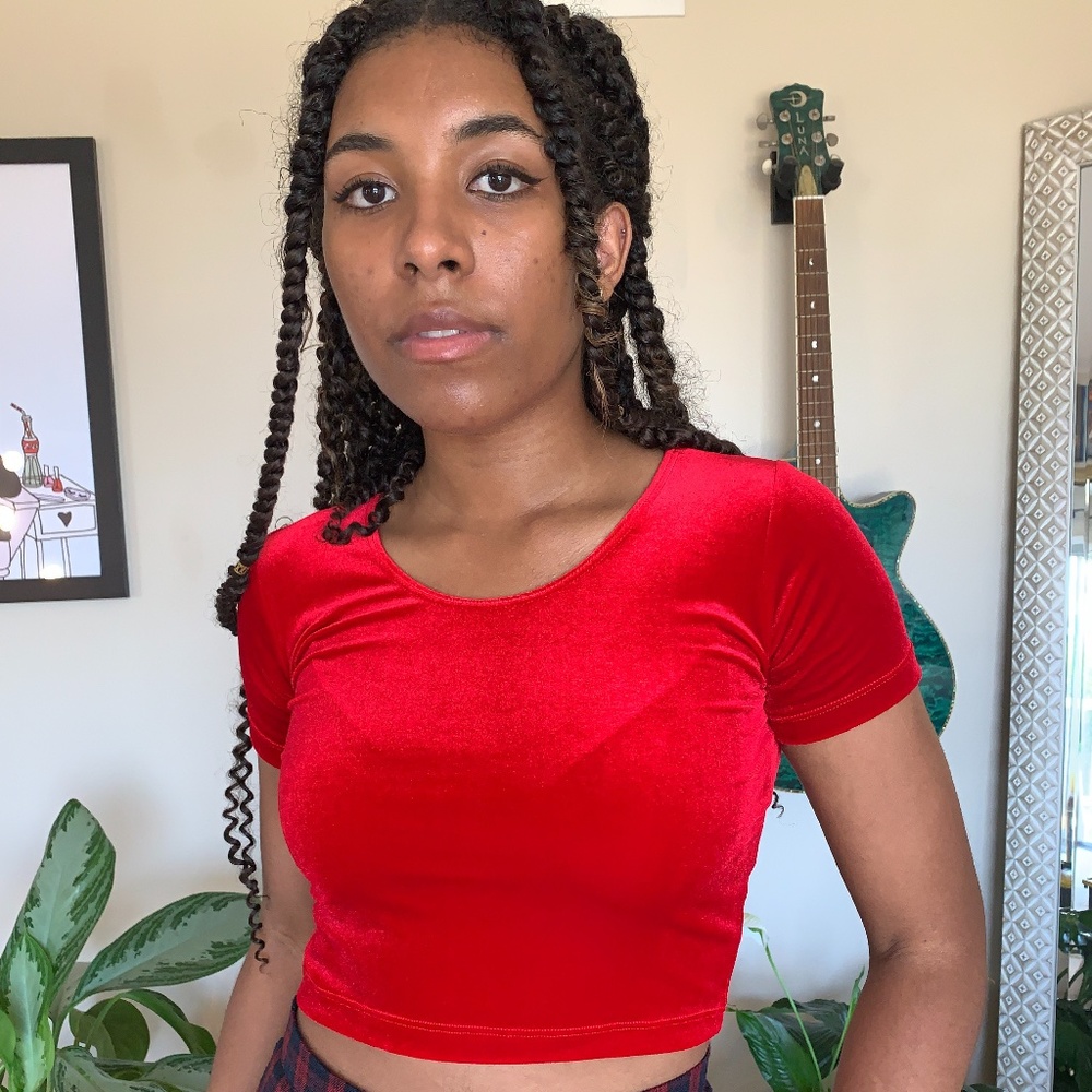 American Apparel Red Velvet Crop Top